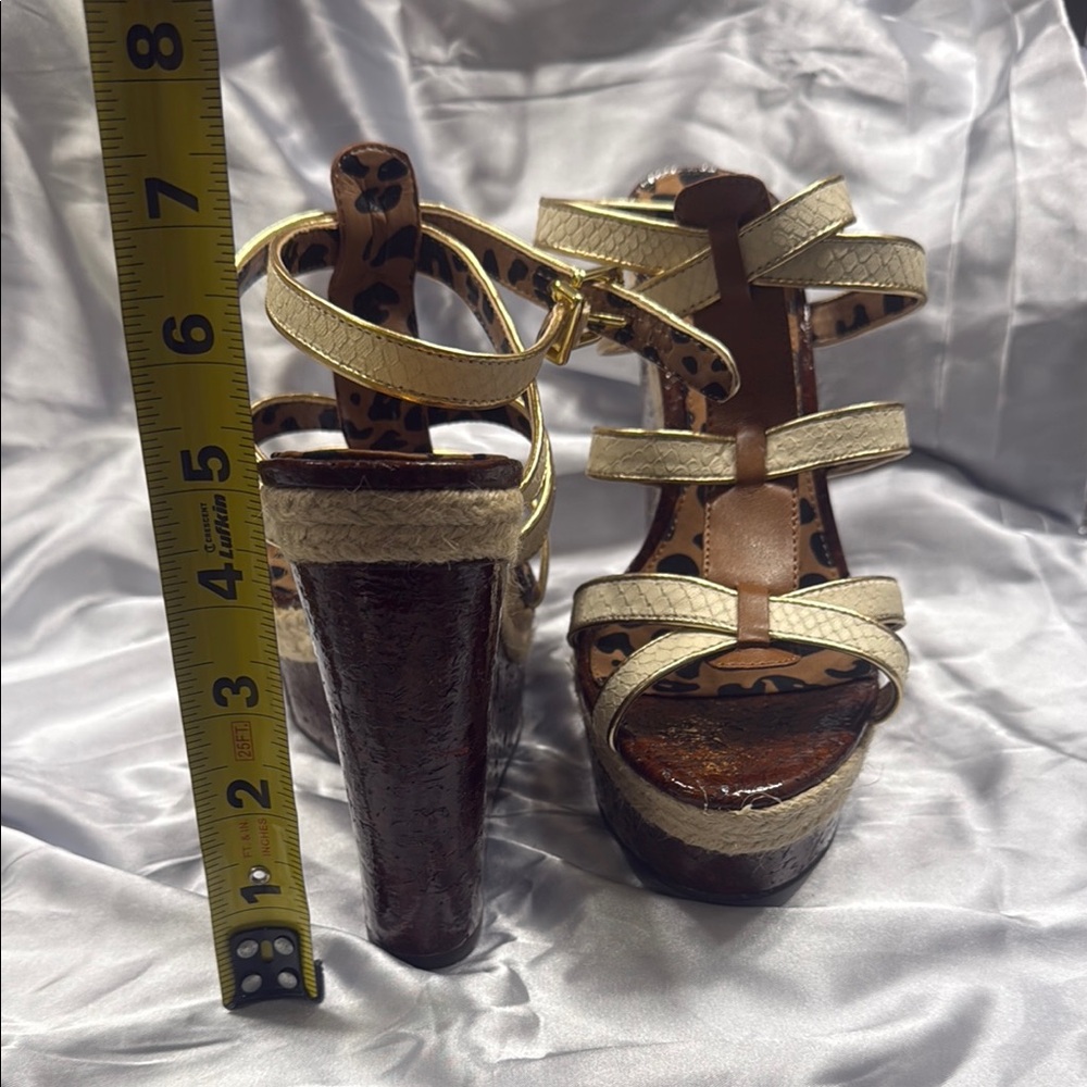Jessica Simpson Cream and Brown Platform Sandals - Picture 5 of 6